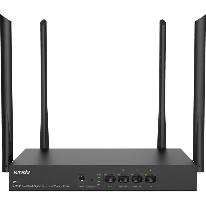 Маршрутизатор TENDA  Hotspot AC1200 4xGE (1xGE WAN, 2xGE LAN/WAN, 1xGE LAN) Tenda W18E