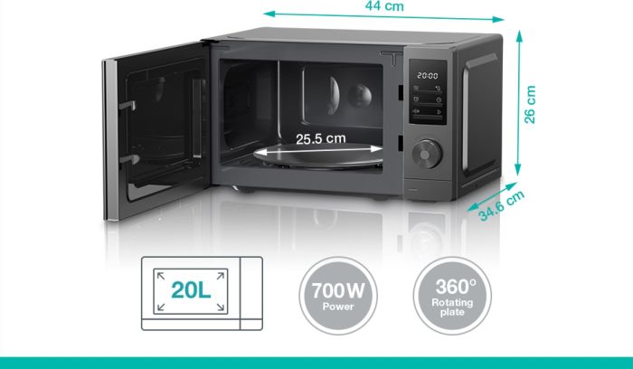 Мікрохвильова піч Gorenje, 20л, електр. керув., 700Вт, дисплей, нерж