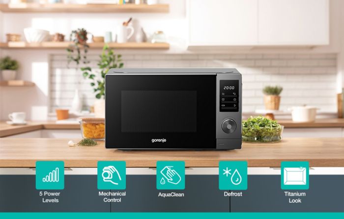Микроволновая печь Gorenje, 20л, электр. управл., 700Вт, дисплей, нерж