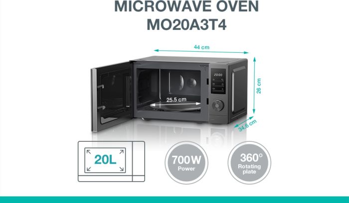 Мікрохвильова піч Gorenje, 20л, електр. керув., 700Вт, дисплей, нерж