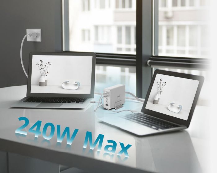 Зарядное устройство сетевое   240Вт GaN 4хUSB-С, 1xUSB-A, белый D-Link DCF-241