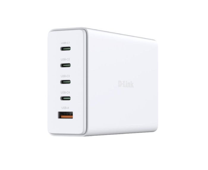 Зарядний пристрій мережевий   240Вт GaN 4хUSB-С, 1xUSB-A, білий D-Link DCF-241