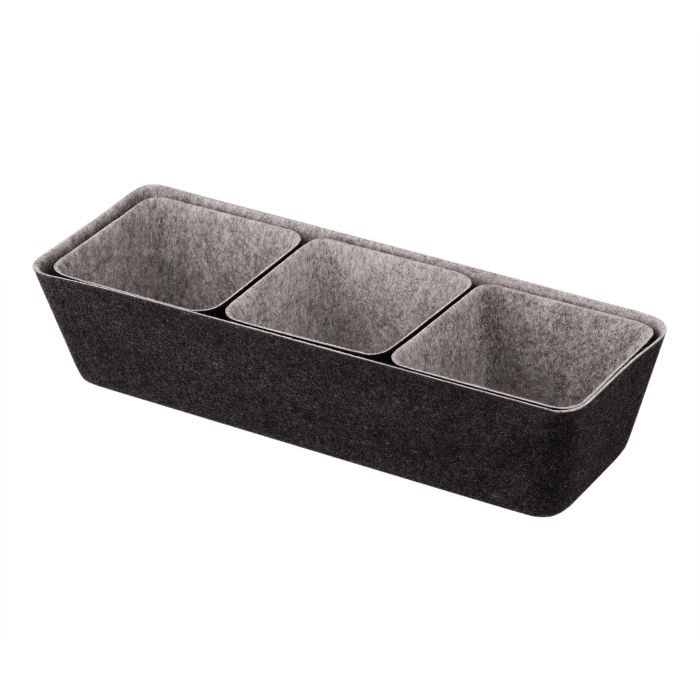 Набор контейнеров ARDESTO Prestigio 4 предмета, 38.5x13.5x9cm/12x12x8.5см, фетр, серый