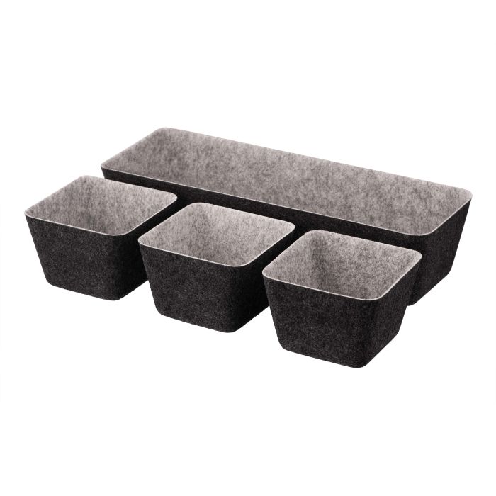 Набор контейнеров ARDESTO Prestigio 4 предмета, 38.5x13.5x9cm/12x12x8.5см, фетр, серый