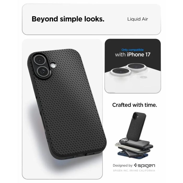 Чохол Spigen для iPhone 17, Liquid Air, Matte Black