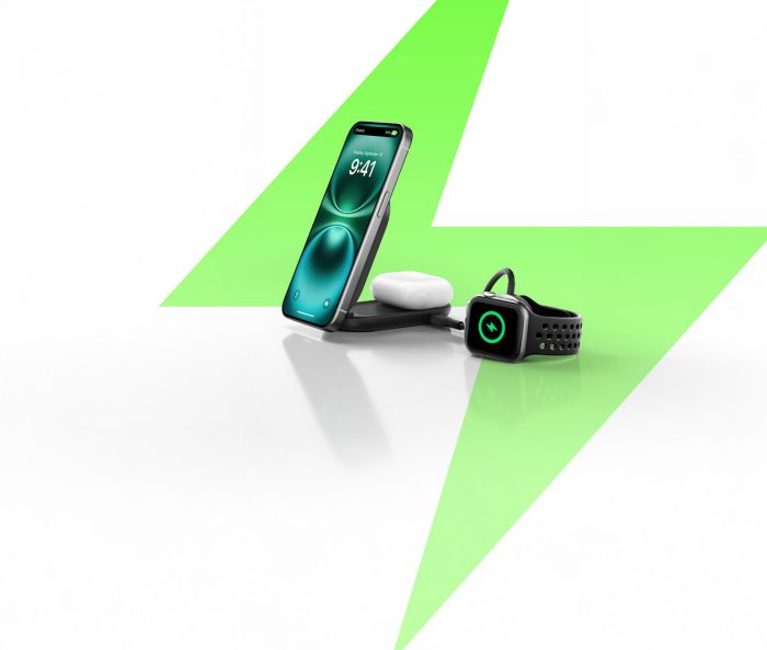 Зарядний пристрій бездротовий Belkin UltraCharge 2-in-1 Foldable Magnetic Charging 25Вт, чорний