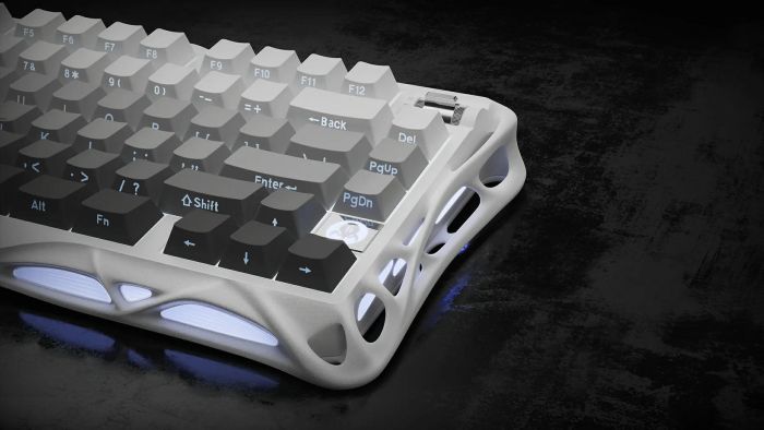 Клавиатура механическая GravaStar Mercury K1 80keys, GravaStar x Kailh Cheery Pink, EN/UKR, BT/WL/USB, білий