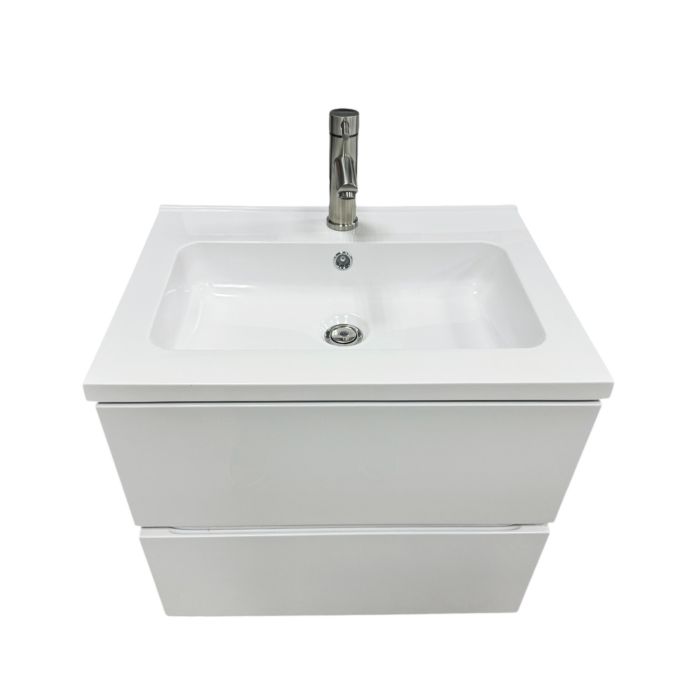 Набор для ванной комнаты, раковина, умывальник Adamant FLATE 60, искусственный камень, прямоуголь., с сифоном Click-Clack + смеситель