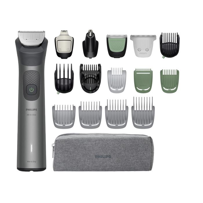 Тример Philips Series 7000, для бороди, голови та тіла, насадок-17, сталь, сірий