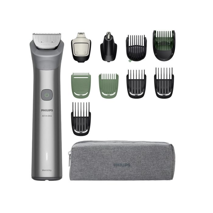 Триммер Philips Series 5000 для бороды, головы, тела, насадок-11, сталь, серый