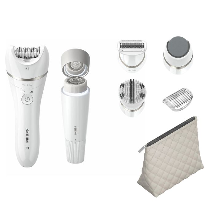 Эпилятор  Philips Series 9000 дисковый, аккумул., пинцет.-32, влаж.+сух., чехол , насадок-6, белый
