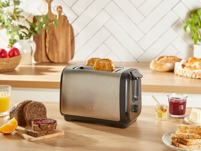 Тостер Tefal Subito 850Вт, разморозка, нерж. сталь, черный