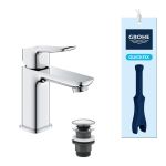 Змішувач для раковини Grohe QuickFix Dice ColdStart S-розміру, довж. виливу - 106мм, неповоротний, 1 важіль, хром
