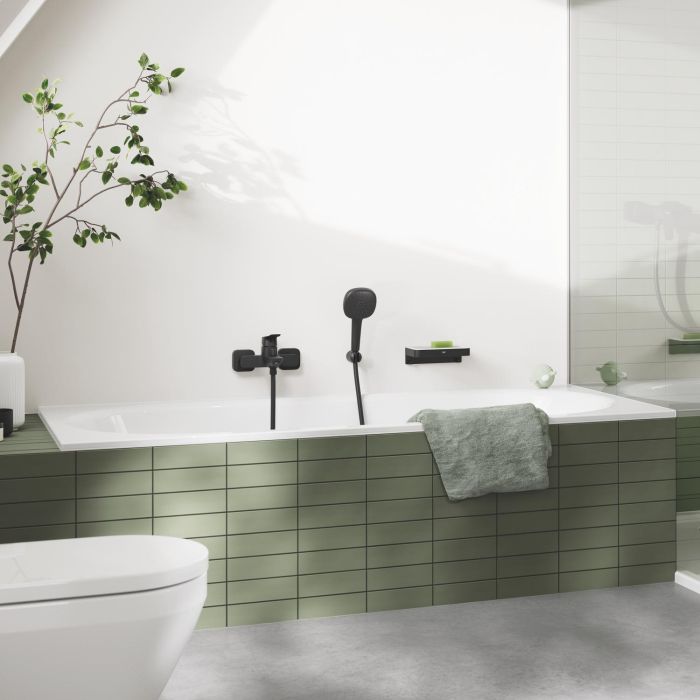Змішувач для ванни Grohe QuickFix Dice Black, довж. виливу - 167мм, неповоротний, 1 важіль, чорний матовий