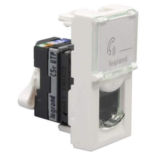 Розетка Legrand Mosaic, CAT 5e, RJ45, UTP, информационная, 1 модуль, белый