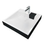 Раковина, умивальник Adamant WASHER NEW, штучний камінь, прямокут., з отвором для змішувача, без переливу, 595х595х115мм, накладний, чорно-білий