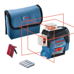 Нівелір лазерний Bosch Professional GLL3-80C, до 30м, з приймачем 120м, ±0.2мм/м, 4AAx1.5В, IP54, чохол, мішень, 0.9кг