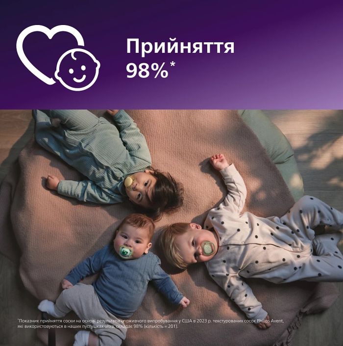Пустышка Avent Ultra Air, 6-18 мес., 2шт, дизайн для девушек.