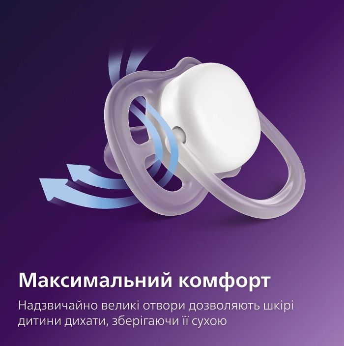 Пустышка Avent Ultra Air, 6-18 мес., 2 шт, нейтральный дизайн.