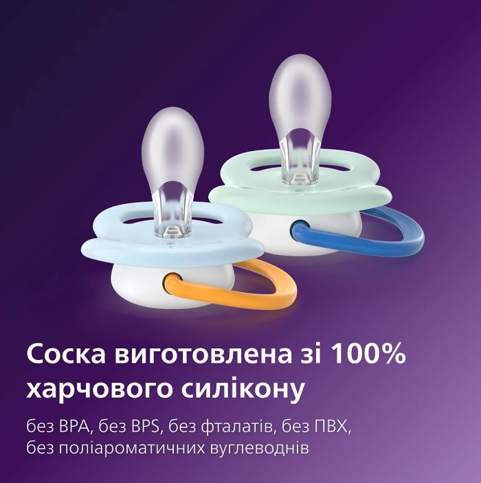 Пустушка  Avent  Ultra Air, 0-6 міс., 2шт, дизайн для хлопчиків.