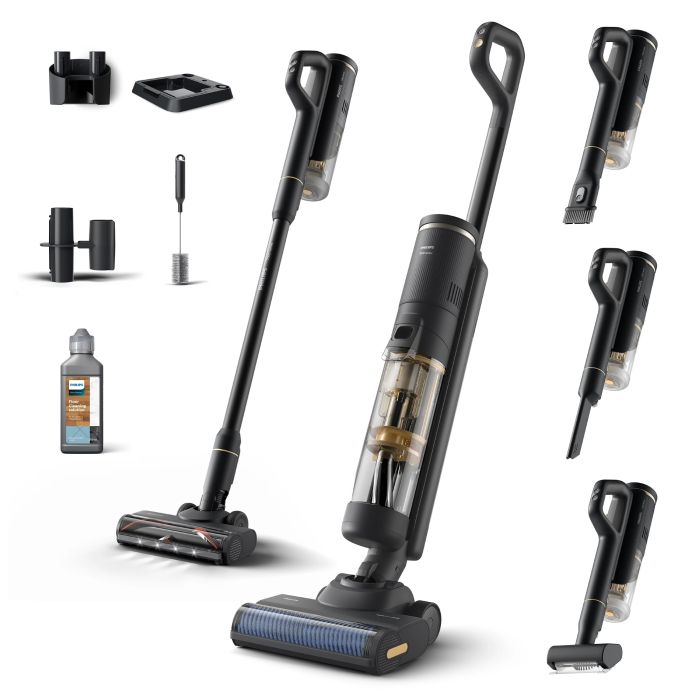 Пилосос Philips безпровідний Series 7000 AquaTrio, вологе прибирання, конт пил -0.42л, автон. робота до 45хв, PowerCyclone Aqua, чорний
