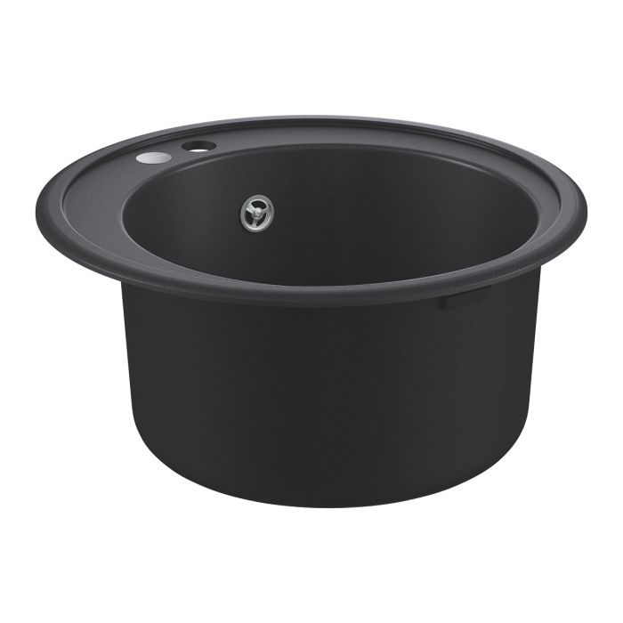 Мойка кухонная Grohe K200, композит, круглая, без крыла, 380х200мм, чаша – 1, врезная, черный гранит
