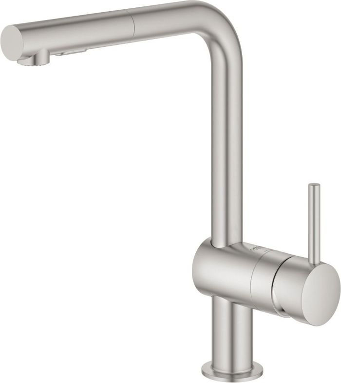 Змішувач для кухні Grohe Vento, довж.виливу - 223 мм, поворотний, 1 важіль, супер сталь