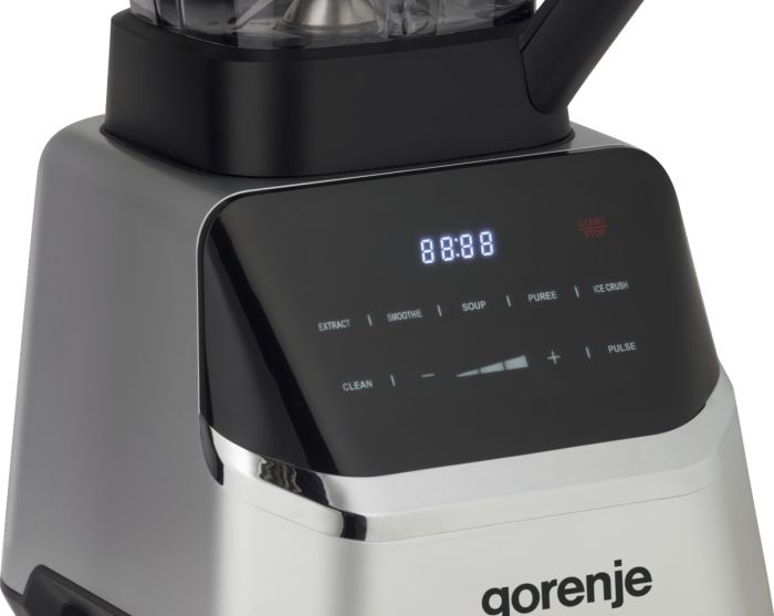 Блендер Gorenje стационарный 1500Вт, чаша-2000мл, дисплей, измельчитель, черный-нерж