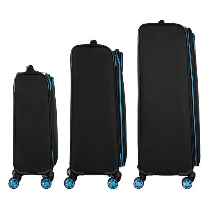 Набор чемоданов 2E, Trek, (L+M+S), TSA, 4 колеса, + 3 рюкзака Cabin (2E-BPET-CABIN-BK), полиестр, черный