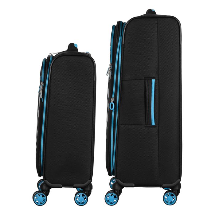 Набор чемоданов 2E, Trek, (M+S), TSA, 4 колеса, + 2 рюкзака Cabin (2E-BPET-CABIN-BK), полиестр, черный