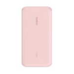 Акумулятор портативний літій-іонний Power Bank Belkin 20000мА·год, 30Вт, з інтегрованим кабелем USB-C, рожевий
