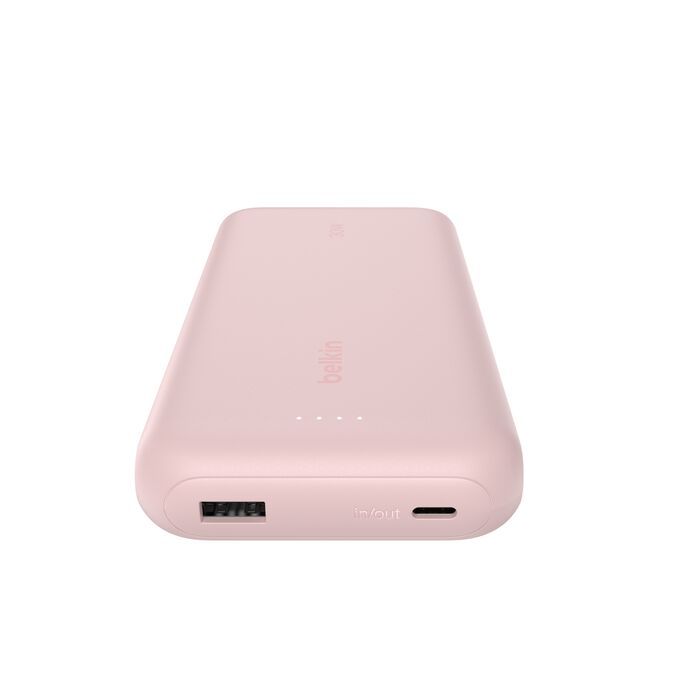 Акумулятор портативний літій-іонний Power Bank Belkin 20000мА·год, 30Вт, з інтегрованим кабелем USB-C, рожевий