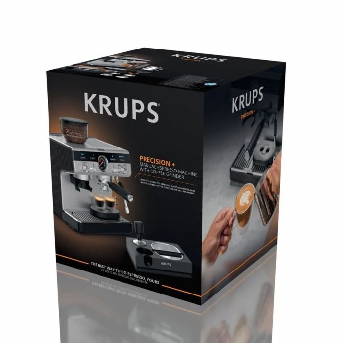 Кофеварка Krups рожковая Precision+, 3.5л, молотый, 15 бар, серый