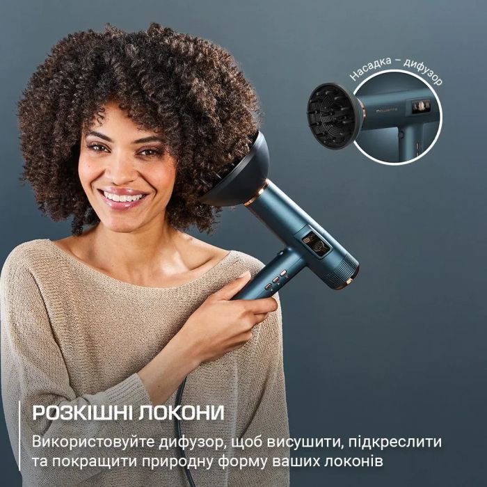 Фен Rowenta aestria For you, 1800Вт, режимов-3, дифузор, иониз-я, хол. обдув, синий