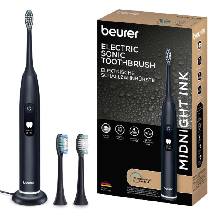 Щітка зубна електр. Beurer, Midnight Ink GP, 80т. колив/хв, насадок-2, 5 режимів , чорний