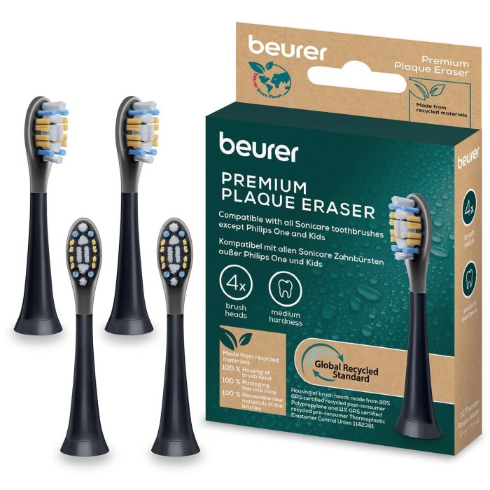 Насадки для зубных щеток Beurer SC 30/50 Premium Plaque Eraser, против налета, 4 шт в комплекте, черные