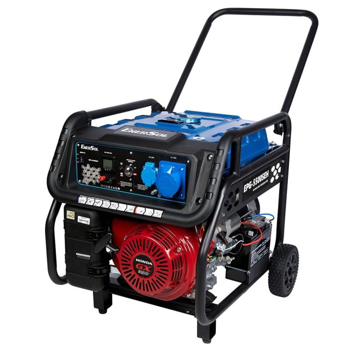 Генератор бензиновый EnerSol 230В 5/5.5кВт электростартер двигатель Honda GX-390 89кг