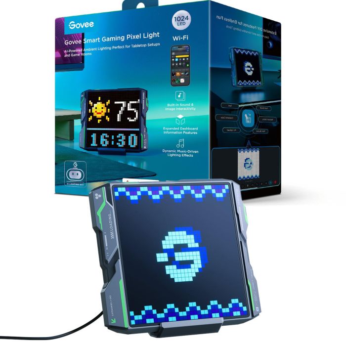Пиксельный экран Govee H8630 LED Gaming Pixel Light 32x32 Pixels, RGBIC, WI-FI/Bluetooth, серый