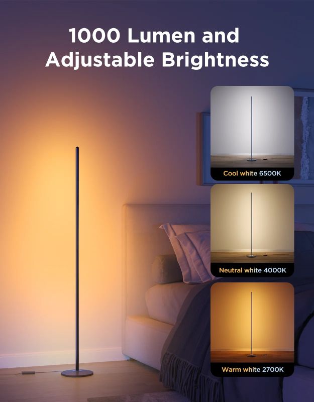 Торшер умный Govee H8076 Govee Floor Lamp lite, 1000Lm, RGBWW+RGBIC+WW, WI-FI/Bluetooth, черный