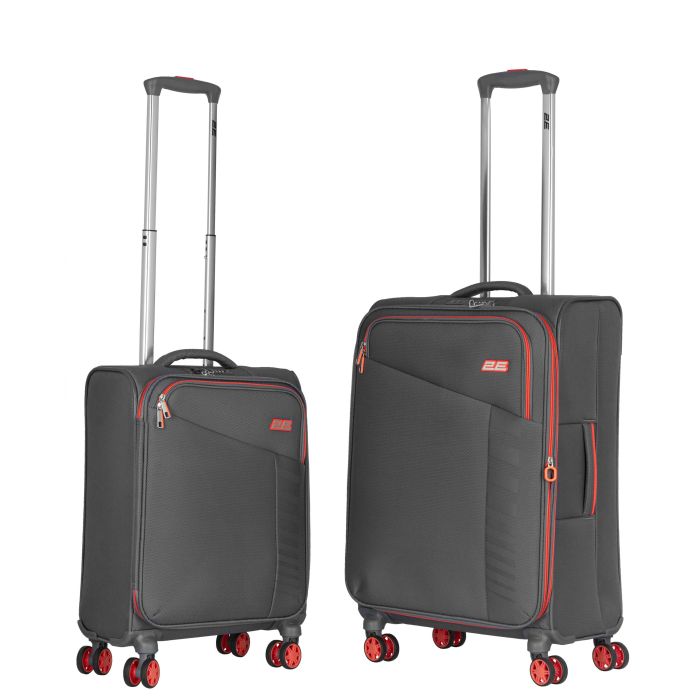 Набор чемоданов 2E, Trek, (M+S), TSA, 4 колеса, + 2 рюкзака Cabin (2E-BPET-CABIN-GR), полиестр, серый