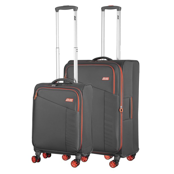 Набор чемоданов 2E, Trek, (M+S), TSA, 4 колеса, + 2 рюкзака Cabin (2E-BPET-CABIN-GR), полиестр, серый