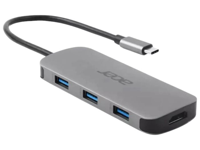 Хаб Acer 7in1 USB-С > 3xUSB-A3.2/HDMI/USB-C/PD/SD, 0.15м, серый