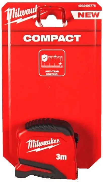 Рулетка Milwaukee Pro Compact, 3мх19мм с фиксатором сматывания, АБС-пластик