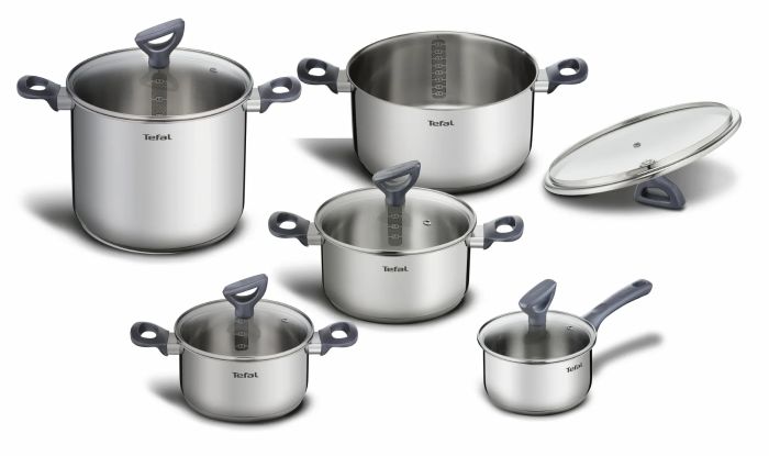 Набор посуды Tefal Daily Cook, 10 предметов, нержавеющая сталь, бакелит, стекло