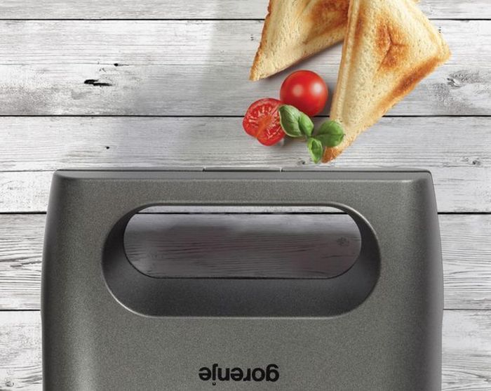 Міні-гриль Gorenje 700Вт, алюміній, 1 пластина-гриль , корпус-пластик+метал, сірий