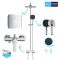 Душова система Grohe QuickFix Vitalio Comfort 250 зі із одноважільним змішувачем для душу, верхній душ, лійка, кріпл. - на стійці, хром