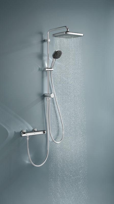 Душова система Grohe QuickFix Vitalio Comfort 250 Flex із перемикачем для душу, верхній душ, лійка, кріпл. - на стійці, хром