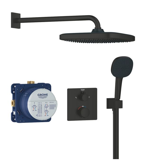 Душова система Grohe QuickFix Precision прихованого монтажу з Vitalio Comfort 250, матовий чорний