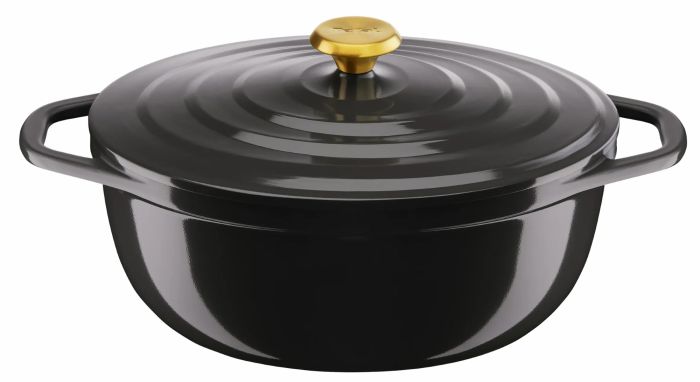 Кастрюля Tefal Air с крышкой, 5,7 л, алюминий, черный