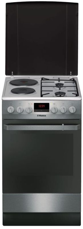 Плита Hansa з комбі. вар. поверхнею, 50х60см, 62л, емаль, газ контр., дисплей, нержавіюча сталь